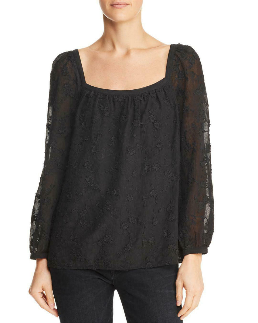 Rebecca Taylor Kyla Embroidered Silk Boho Blouse
