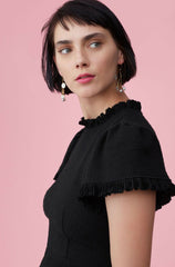 Rebecca Taylor Tweed Short Sleeve Flounce Short Dress