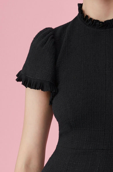 Rebecca Taylor Tweed Short Sleeve Flounce Short Dress