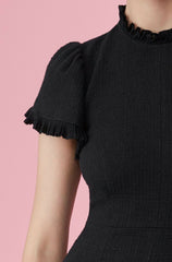 Rebecca Taylor Tweed Short Sleeve Flounce Short Dress