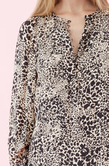 Rebecca Taylor Silk Leopard Print Jacquard Above Knee Tunic Dress