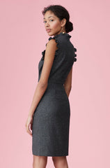 Rebecca Taylor Tweed Ruffle Sleeveless Pencil Dress