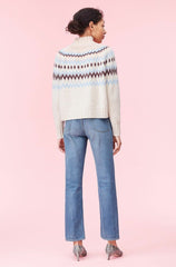 Rebecca Taylor Cozy Wool Blend Fairisle High Neck Pullover