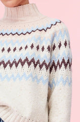 Rebecca Taylor Cozy Wool Blend Fairisle High Neck Pullover