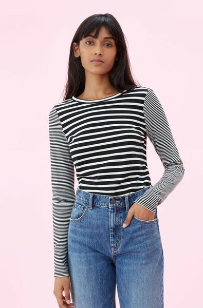 Rebecca Taylor Striped Long Sleeve Jersey Tee