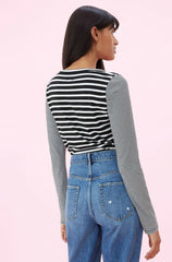 Rebecca Taylor Striped Long Sleeve Jersey Tee
