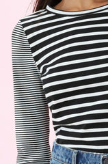 Rebecca Taylor Striped Long Sleeve Jersey Tee
