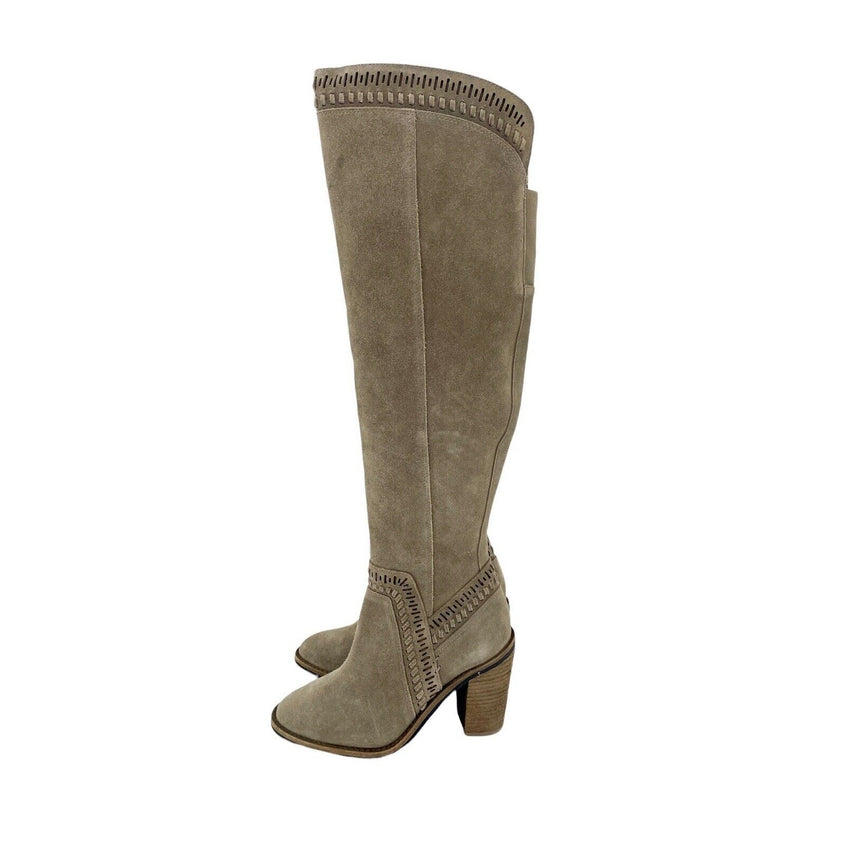 Vince Camuto Madolee Over The Knee Taupe Suede Leather Boots