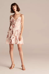 Rebecca Taylor Fleur Rose Gold Metallic Silk Dress