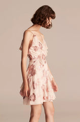 Rebecca Taylor Fleur Rose Gold Metallic Silk Dress