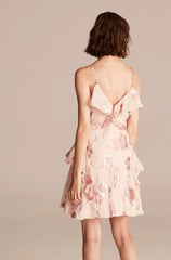 Rebecca Taylor Fleur Rose Gold Metallic Silk Dress