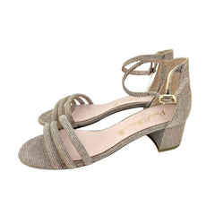 Pretty Ballerinas Cassie Rose Gold Glitter Heeled Sandals