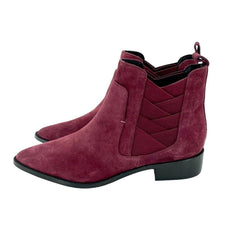 Rebecca Minkoff Jacy Burgundy Suede Leather Pointed Toe Ankle Boots