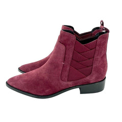 Rebecca Minkoff Jacy Burgundy Suede Leather Pointed Toe Ankle Boots