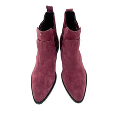 Rebecca Minkoff Jacy Burgundy Suede Leather Pointed Toe Ankle Boots