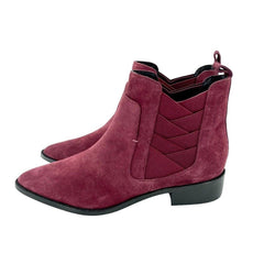 Rebecca Minkoff Jacy Burgundy Suede Leather Pointed Toe Ankle Boots