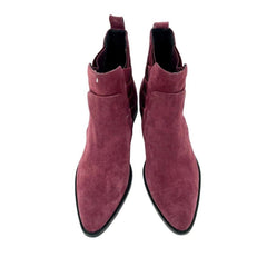 Rebecca Minkoff Jacy Burgundy Suede Leather Pointed Toe Ankle Boots