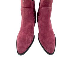 Rebecca Minkoff Jacy Burgundy Suede Leather Pointed Toe Ankle Boots