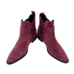 Rebecca Minkoff Jacy Burgundy Suede Leather Pointed Toe Ankle Boots