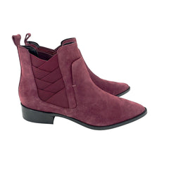 Rebecca Minkoff Jacy Burgundy Suede Leather Pointed Toe Ankle Boots
