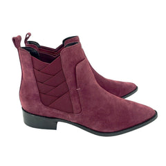 Rebecca Minkoff Jacy Burgundy Suede Leather Pointed Toe Ankle Boots