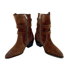 AllSaints Harriet Brown Suede Leather Western Boots
