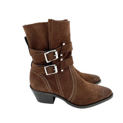 AllSaints Harriet Brown Suede Leather Western Boots