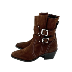AllSaints Harriet Brown Suede Leather Western Boots