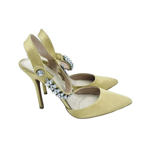 Topshop Gem Embellished Court Satin Dress Pumps