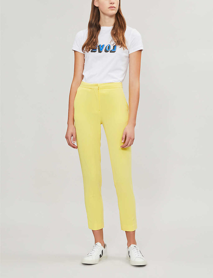 Topshop Yellow Cropped Suit Trousers Pants