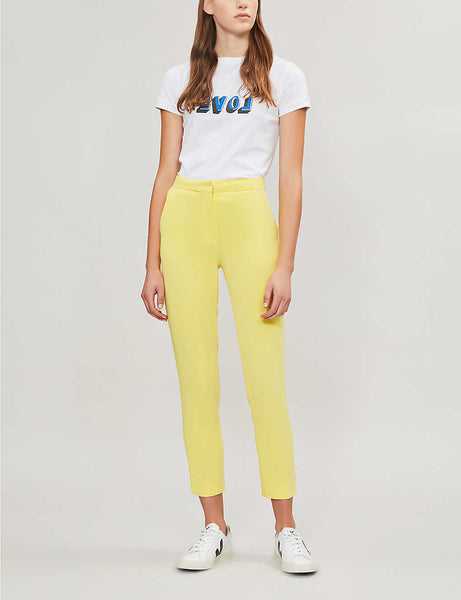 Topshop Yellow Cropped Suit Trousers Pants