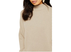 Topshop Oversize Rib Knit Mock Neck Pullover in Black