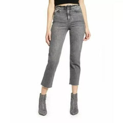 Topshop High Rise Raw Hem Cropped Straight Leg Jeans