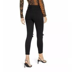 Topshop High Rise Jamie Stretch Denim Ripped Black Skinny Jeans