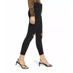 Topshop High Rise Jamie Stretch Denim Ripped Black Skinny Jeans - Petites