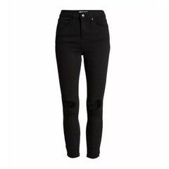 Topshop High Rise Jamie Stretch Denim Ripped Black Skinny Jeans