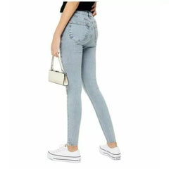 Topshop Jamie Exposed Buttons High Rise Light Wash Skinny Jeans