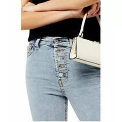 Topshop Jamie Exposed Buttons High Rise Light Wash Skinny Jeans