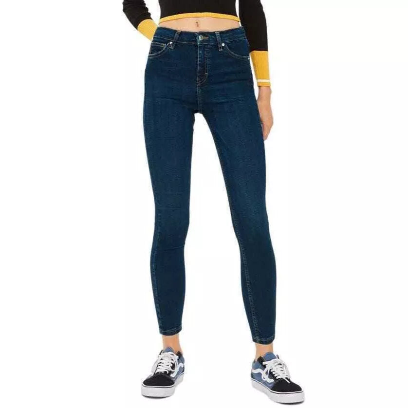 Topshop High Rise Jamie Moto Indigo Skinny Jeans