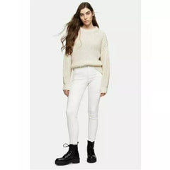 Topshop Jamie Off White Contrast seam High Rise Skinny Jeans
