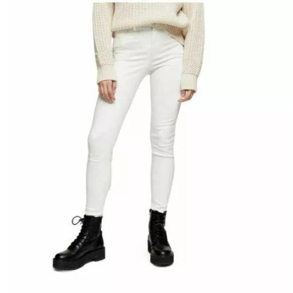 Topshop Jamie Off White Contrast seam High Rise Skinny Jeans