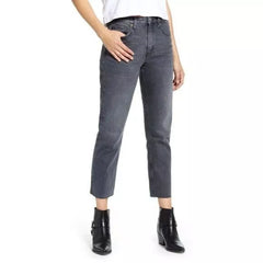 Topshop Straight Leg High Waist Raw Hem Cropped Jeans