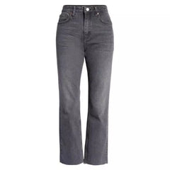 Topshop Straight Leg High Waist Raw Hem Cropped Jeans