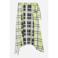 Topshop Asymmetrical Neon Plaid Midi Skirt
