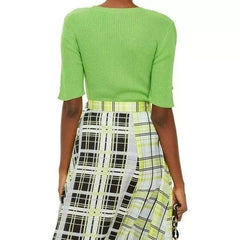 Topshop Asymmetrical Neon Plaid Midi Skirt