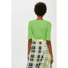 Topshop Asymmetrical Neon Plaid Midi Skirt