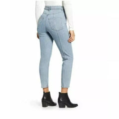 Topshop Yoke Bleach High Rise Light Wash Mom Jeans