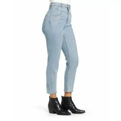 Topshop Yoke Bleach High Rise Light Wash Mom Jeans