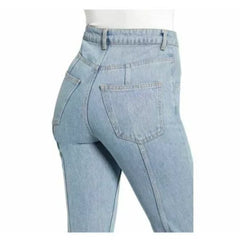 Topshop Yoke Bleach High Rise Light Wash Mom Jeans