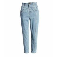 Topshop Yoke Bleach High Rise Light Wash Mom Jeans